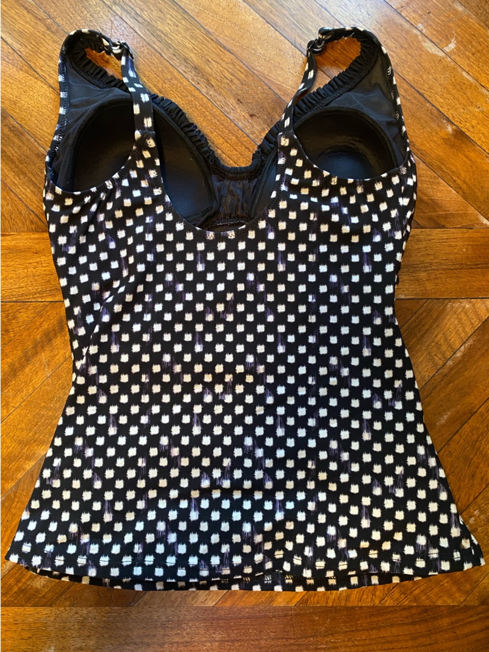 Gottex Black and White Patterned Swim Top 34D Size L Tankini Supportive Ruffle - Picture 5 of 9